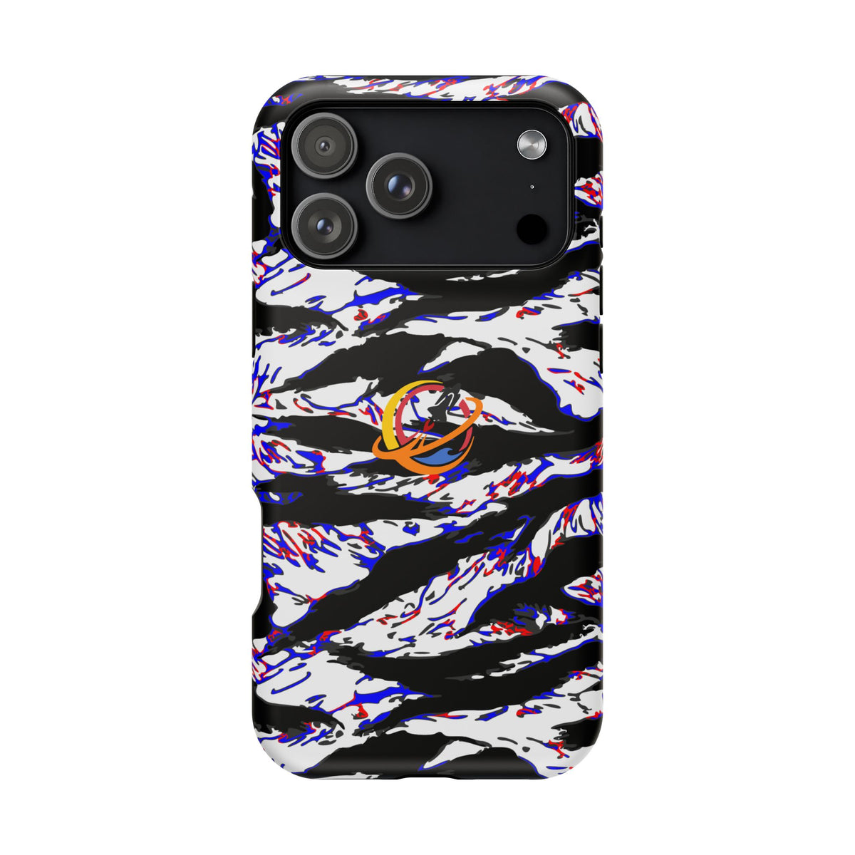 Printify Merica Tiger Stripe MagSafe phone case with bold tiger stripe design for iPhone, featuring MagSafe compatibility.