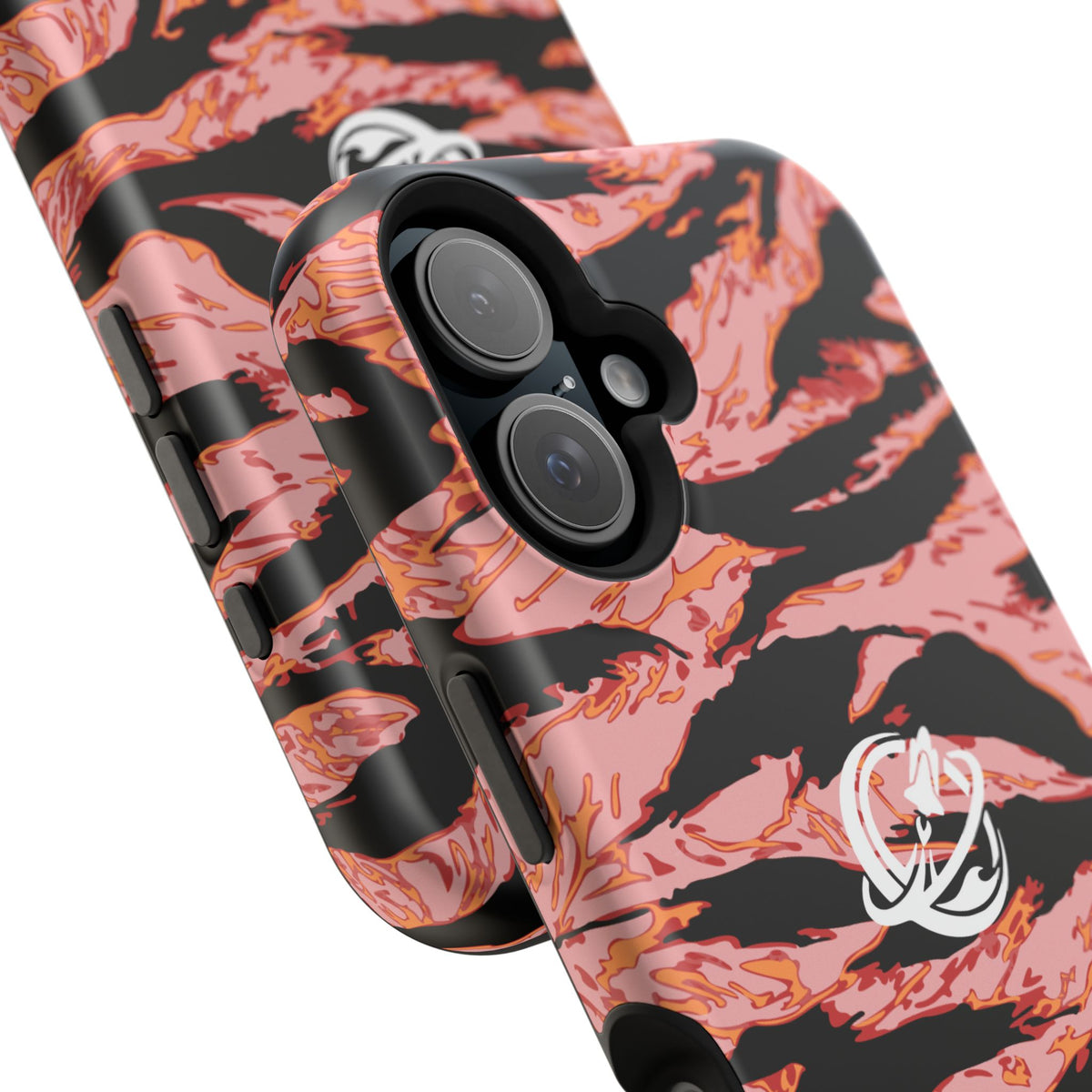 Printify blood orange tiger stripe MagSafe phone case with bold, vibrant pattern for iPhone protection.