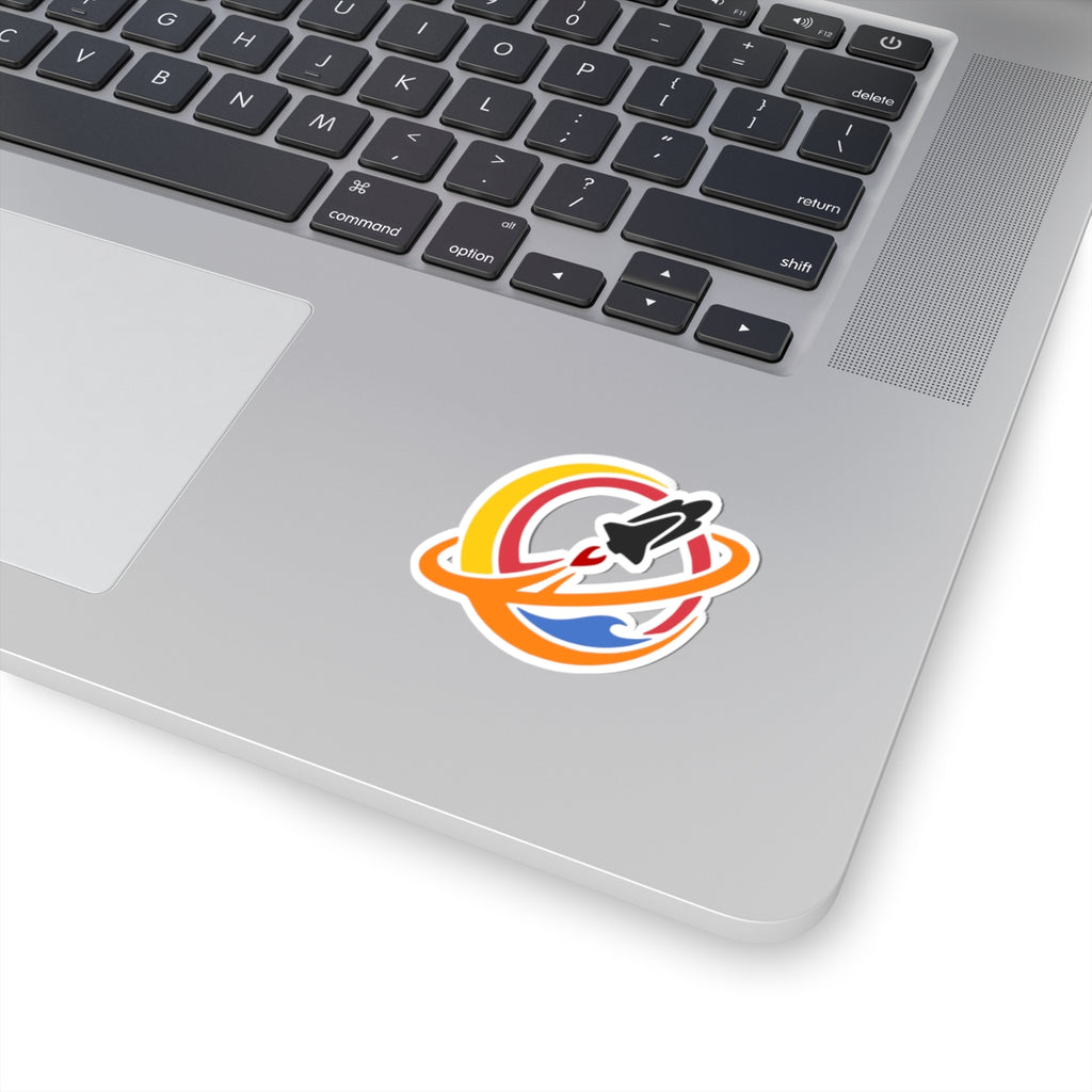 Space Coast Concepts logo sticker on paper, featuring colorful print design by Printify for decorative use