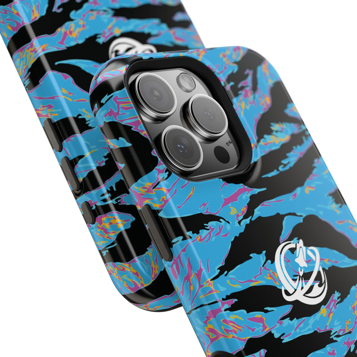 Miami Tiger Stripe MagSafe phone case by Printify with bold tiger stripe pattern on a protective phone case.