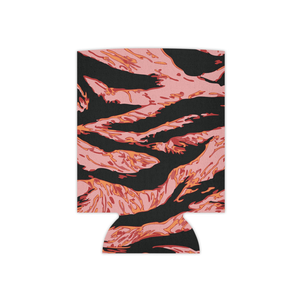 Blood Orange Tiger Stripe Drink Jacket accessory featuring vibrant orange and black tiger stripe pattern by Printify.