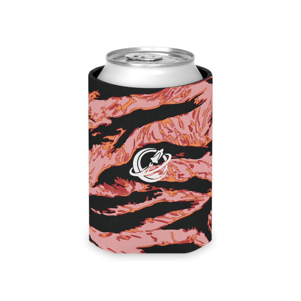 Blood Orange Tiger Stripe Drink Jacket accessory by Printify featuring vibrant tiger stripe pattern and durable material.