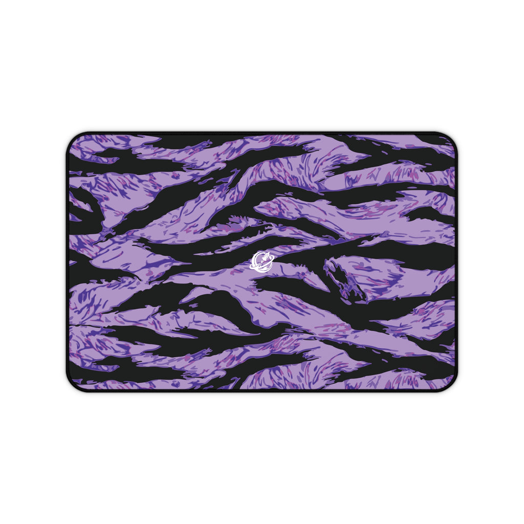 Purple Panther Tiger desk mat with vibrant tiger design, perfect for home decor or workspace setup. Printify brand.