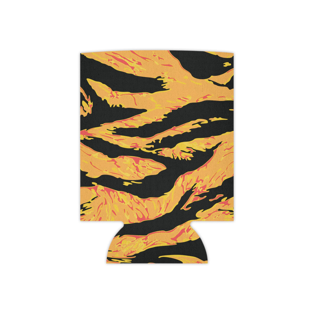 Tangerine tiger stripe drink jacket accessory with vibrant orange and black tiger stripe pattern, designed for beverage protection.
