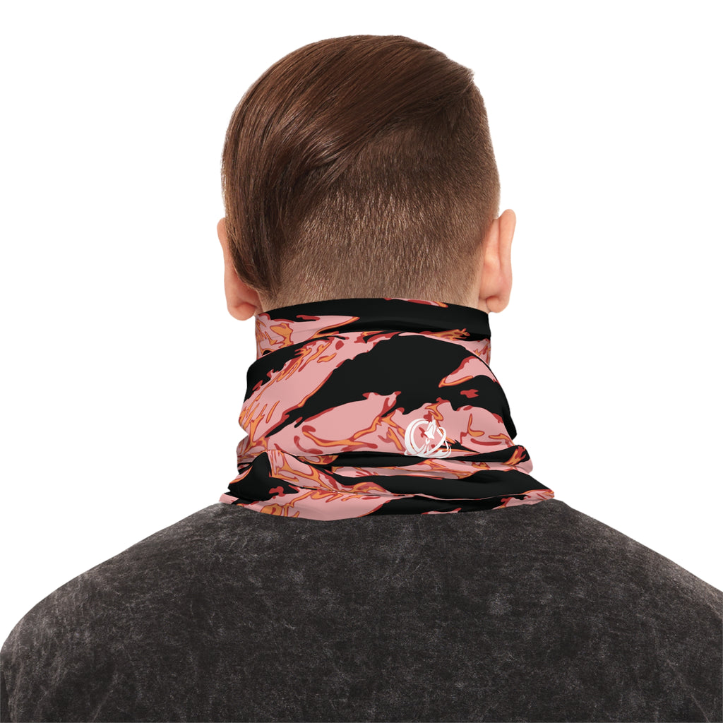 Blood orange tiger stripe lightweight neck gaiter with all-over print by Printify, featuring vibrant tiger stripe pattern.