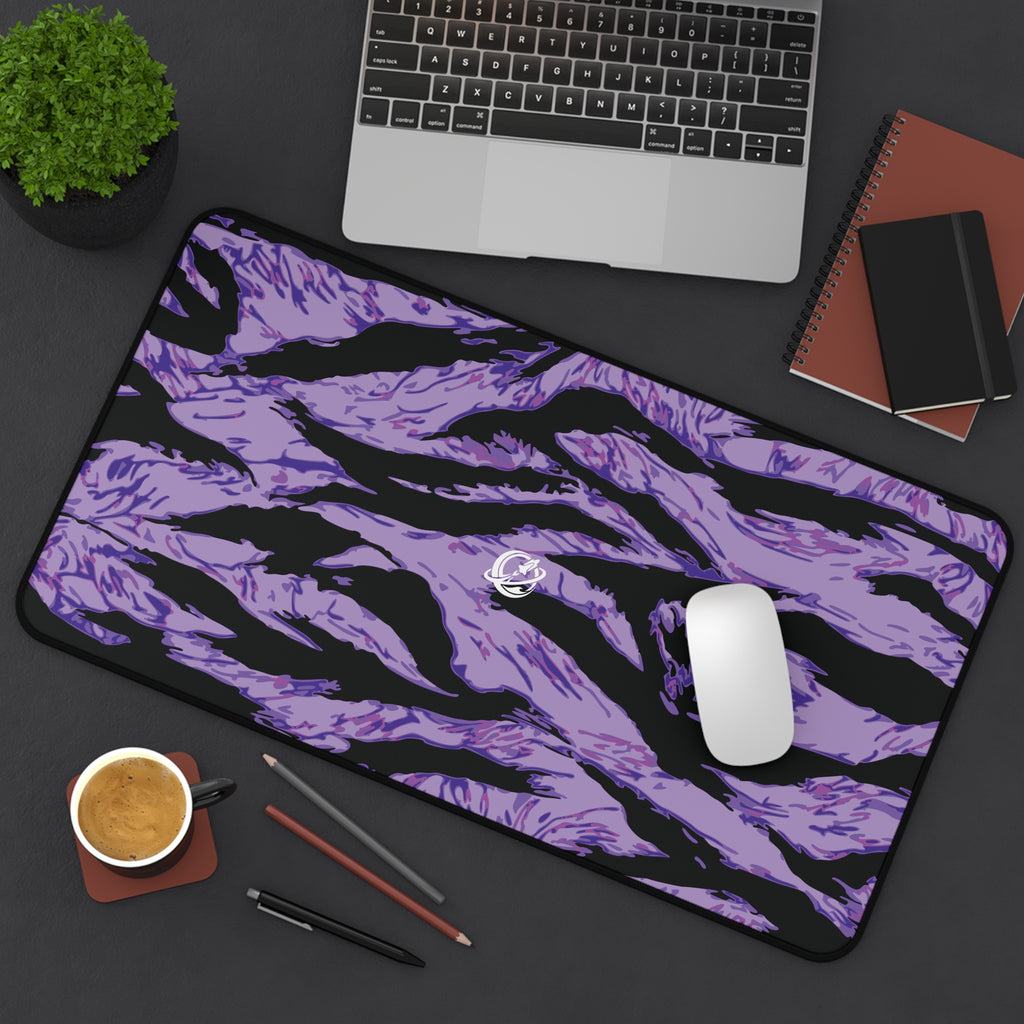 Purple Panther Tiger desk mat featuring a vibrant tiger print, ideal for home decor and desk organization.